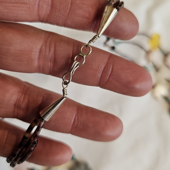 Native American Buffalo Fetish Tiered Necklace Handcrafted Sterling Necklace - Picture 5 of 11